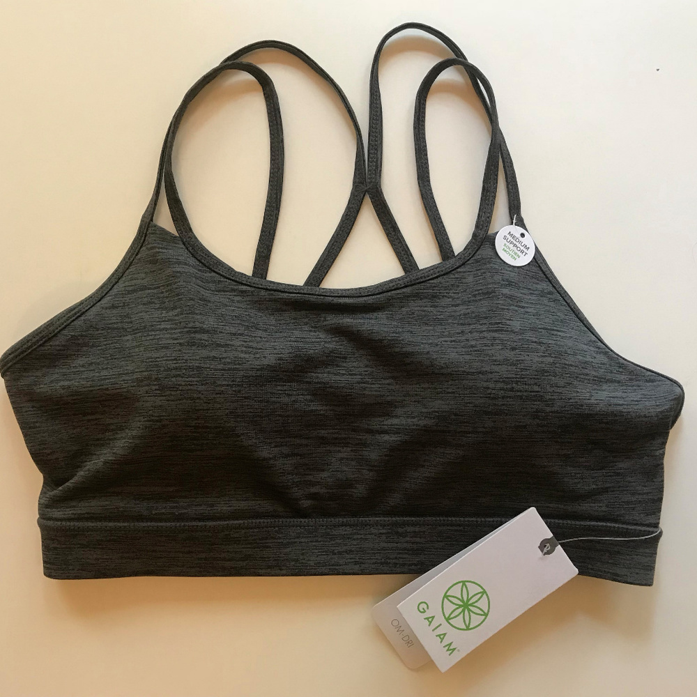 SOLD! NWTs Gaiam Charcoal Heather Medium Yoga Bra